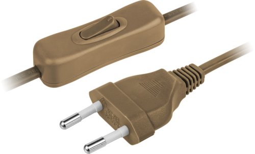 Шнур с электрической вилкой и проходным выключателем Navigator (ШВВП 2х0.75) 1.7м коричневый картинка 